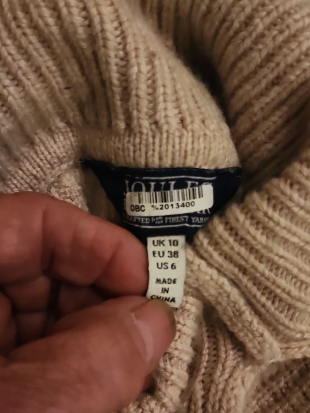 Joules Men's Cream Ribbed Crewneck Sweater